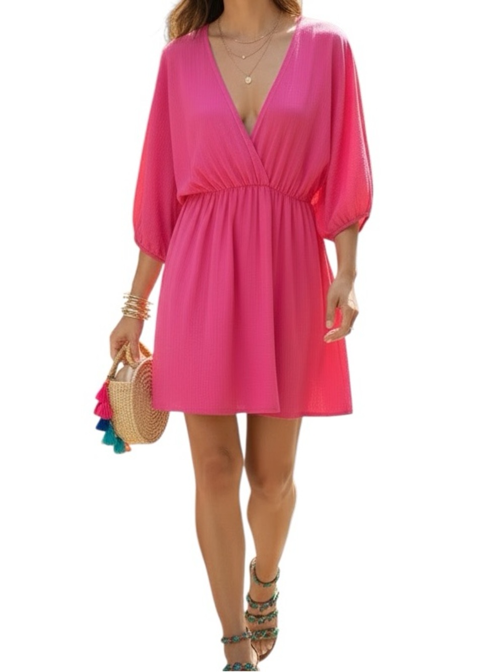 Umgee Bubble Sleeve Mini Tunic Size S
